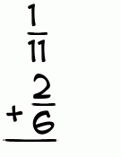 What is 1/11 + 2/6?