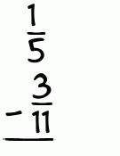 What is 1/5 - 3/11?