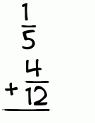 What is 1/5 + 4/12?
