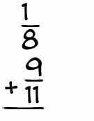 What is 1/8 + 9/11?
