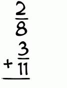 What is 2/8 + 3/11?