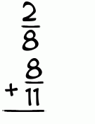What is 2/8 + 8/11?
