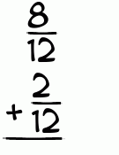 What is 8/12 + 2/12?