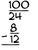 What is 100/24 - 8/12?