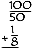 What is 100/50 + 1/8?
