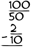 What is 100/50 - 2/10?