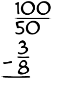 What is 100/50 - 3/8?