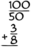 What is 100/50 + 3/8?