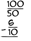 What is 100/50 - 6/10?