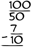 What is 100/50 - 7/10?