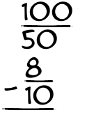 What is 100/50 - 8/10?