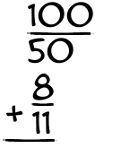What is 100/50 + 8/11?