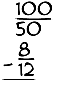 What is 100/50 - 8/12?