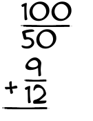 What is 100/50 + 9/12?