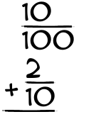 What is 10/100 + 2/10?