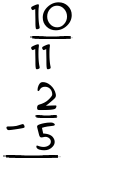 What is 10/11 - 2/5?