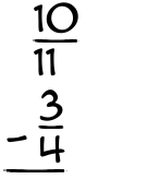 What is 10/11 - 3/4?