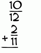 What is 10/12 + 2/11?
