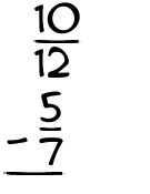 What is 10/12 - 5/7?