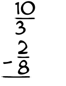 What is 10/3 - 2/8?