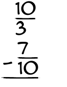 What is 10/3 - 7/10?