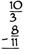 What is 10/3 - 8/11?