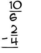 What is 10/6 - 2/4?