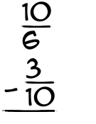 What is 10/6 - 3/10?