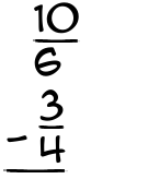 What is 10/6 - 3/4?