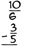 What is 10/6 - 3/5?