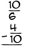 What is 10/6 - 4/10?