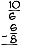 What is 10/6 - 6/8?
