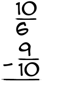 What is 10/6 - 9/10?