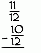What is 11/12 - 10/12?