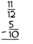 What is 11/12 - 5/10?