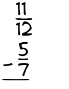 What is 11/12 - 5/7?