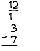 What is 12/1 - 3/7?