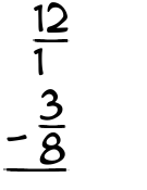 What is 12/1 - 3/8?
