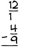What is 12/1 - 4/9?
