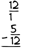 What is 12/1 - 5/12?