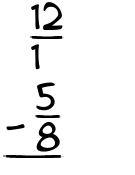 What is 12/1 - 5/8?