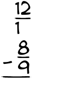 What is 12/1 - 8/9?