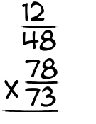 What is 12/48 x 78/73?