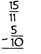 What is 15/11 - 5/10?