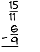 What is 15/11 - 6/9?