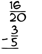 What is 16/20 - 3/5?