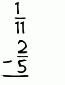 What is 1/11 - 2/5?