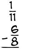 What is 1/11 - 6/8?