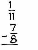 What is 1/11 - 7/8?