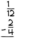 What is 1/12 - 2/4?